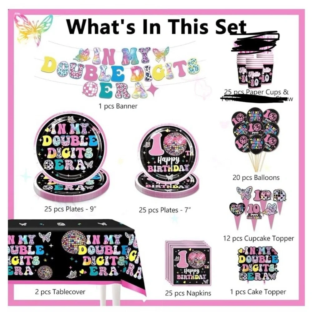 In my double digits era Birthday Party Supplies Set